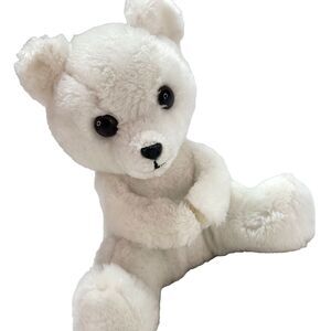Vtg R Dakin White Bear Plush 10" 1977 Hook & loop Paws polar snowfoot